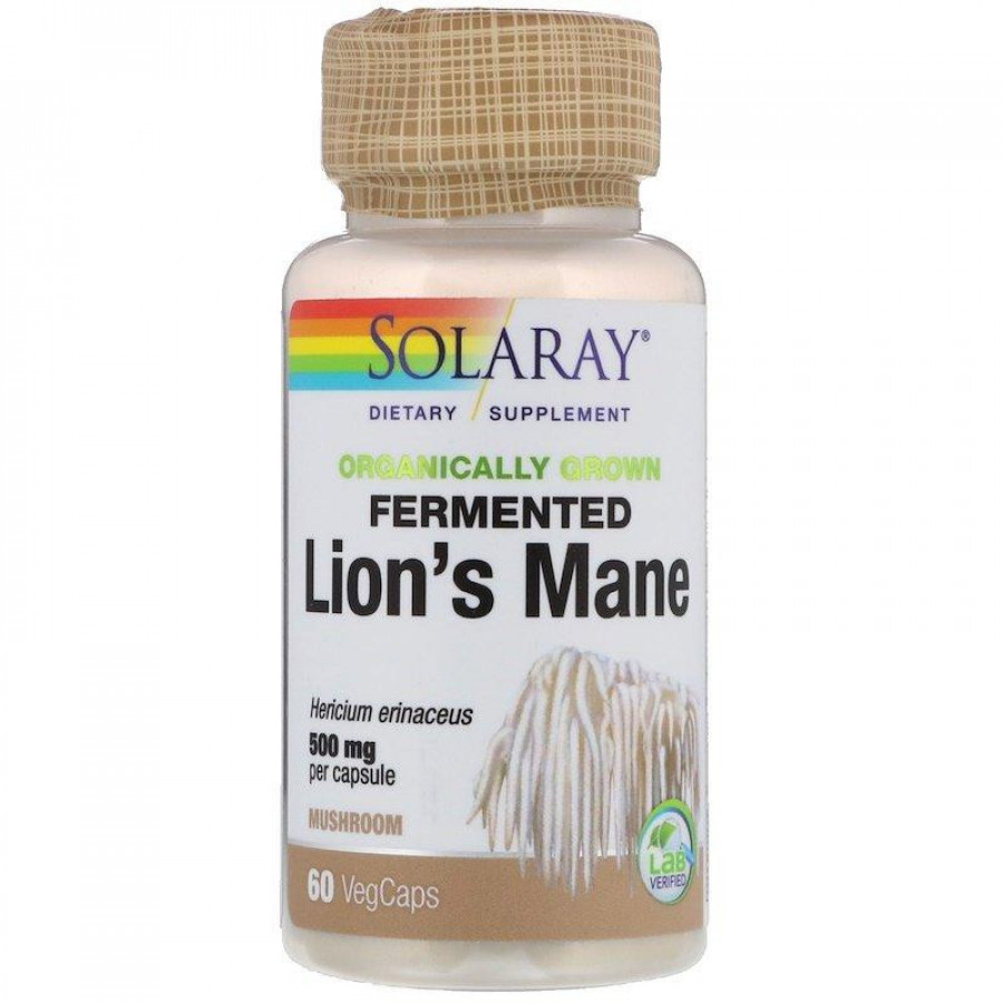 Ежовик гребенчатый "Fermented Lion`s Mane" 500 мг, Solaray, 60 капсул