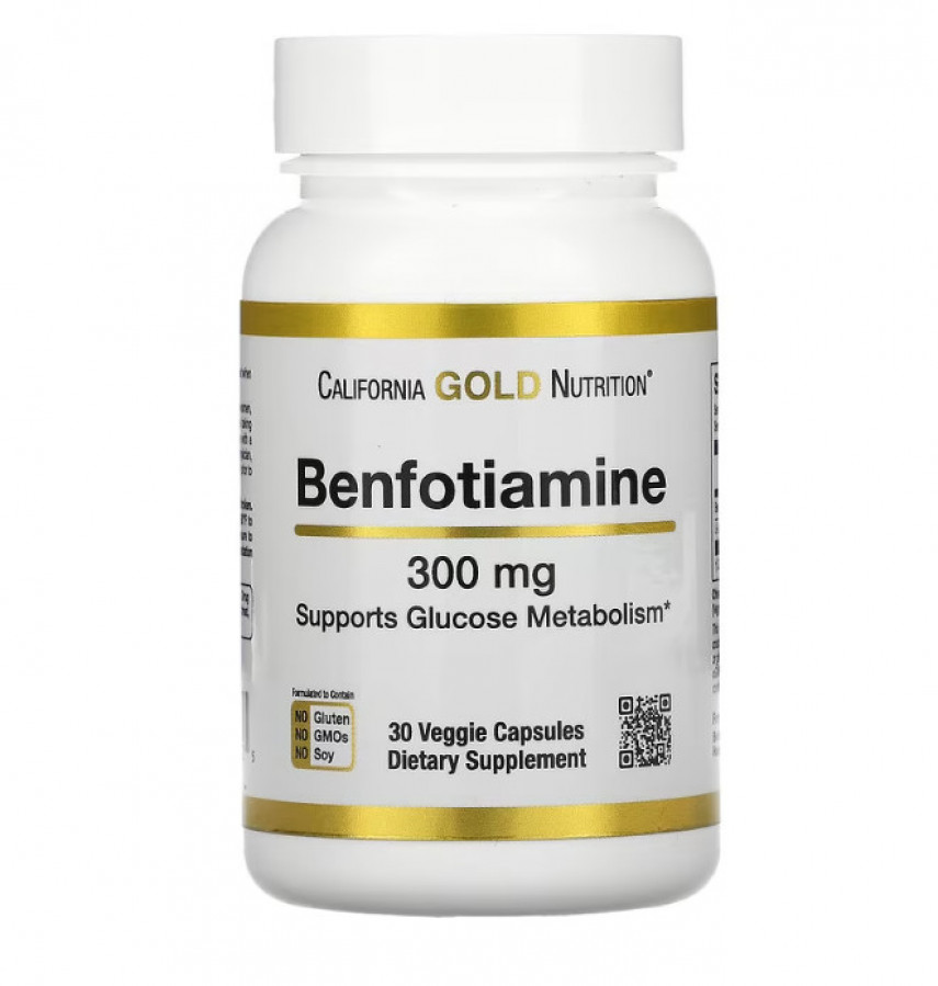 Бенфотиамин "Benfotiamine" California Gold Nutrition, 300 мг, 30 капсул