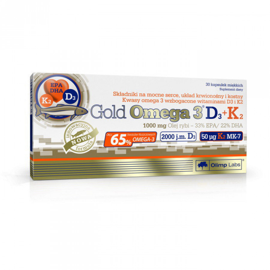Комплекс омеги-3 с витаминами D3 и K2 "Gold Omega 3 D3+K2" OLIMP, 30 желатиновых капсул