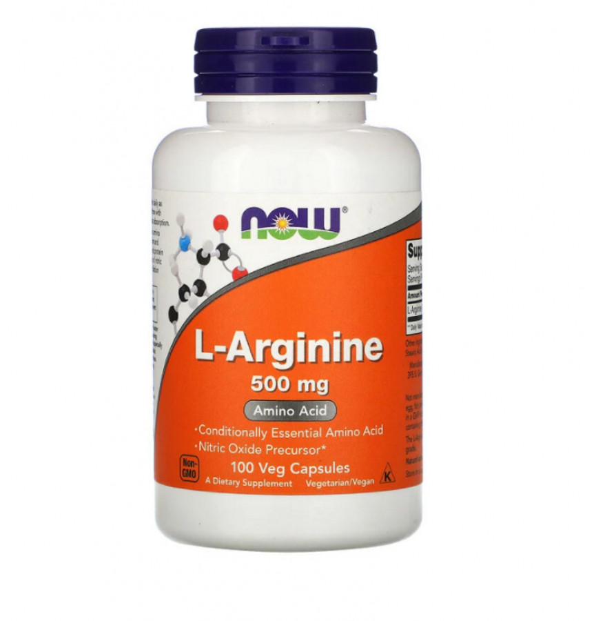 L-аргинин "L-Arginine" 500 мг, Now Foods, 100 капсул