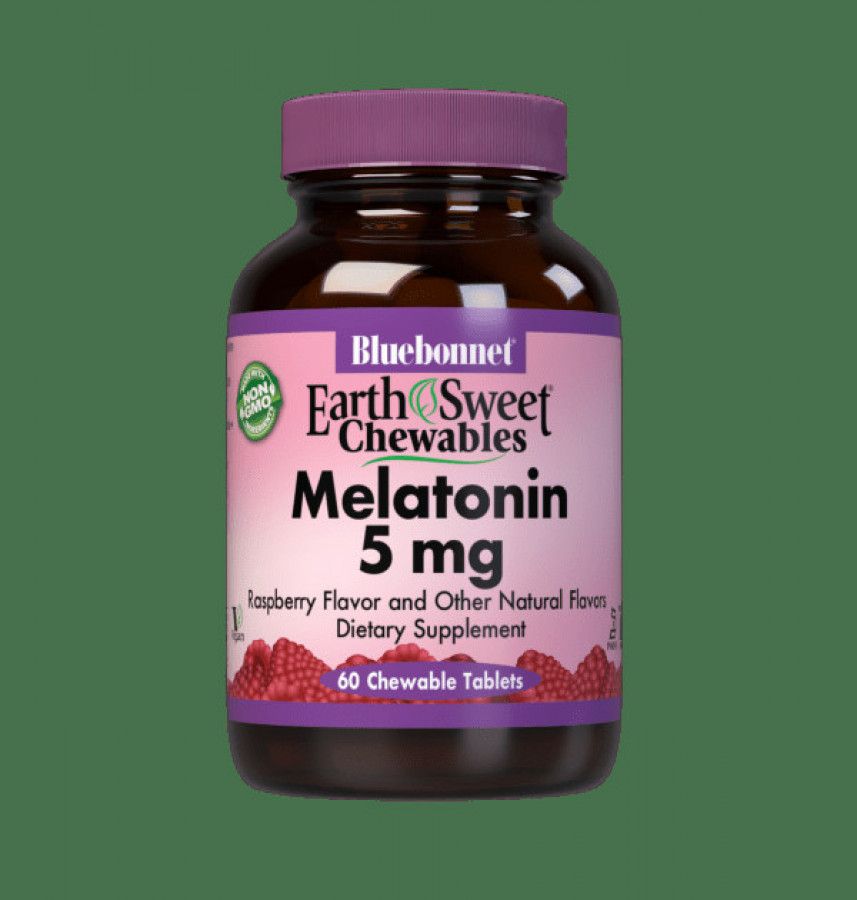 Мелатонин "Melatonin" Bluebonnet Nutrition, 5 мг, малина, 120 жевательных таблеток