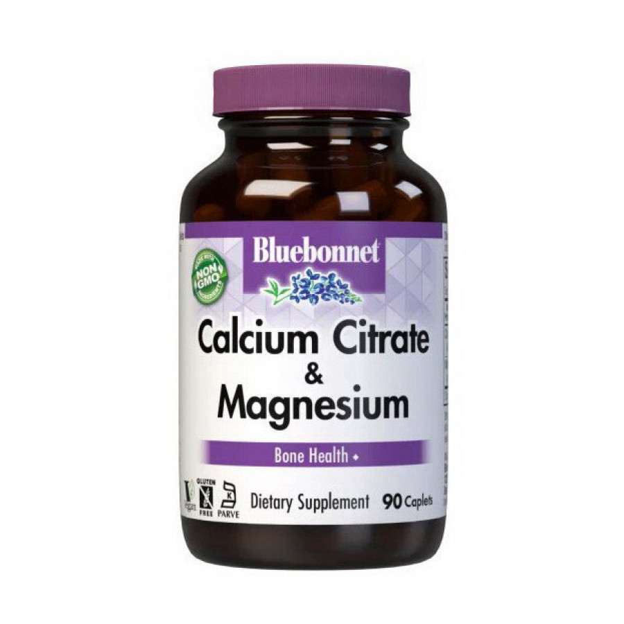 Цитрат кальций с магнием "Calcium Citrate plus Magnesium", Bluebonnet Nutrition, 90 таблеток