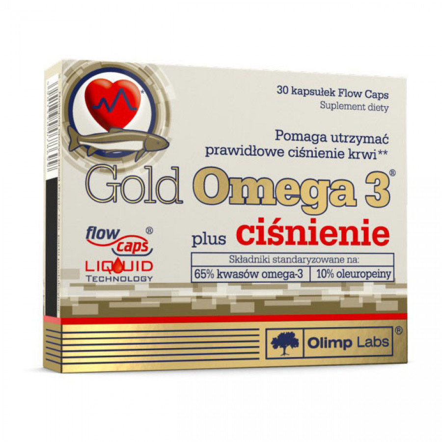 Омега-3 с экстрактом оливковых листьев "Gold Omega 3 plus pressure" OLIMP, 165 мг ЭПК/110 мг ДГК, 30 капсул
