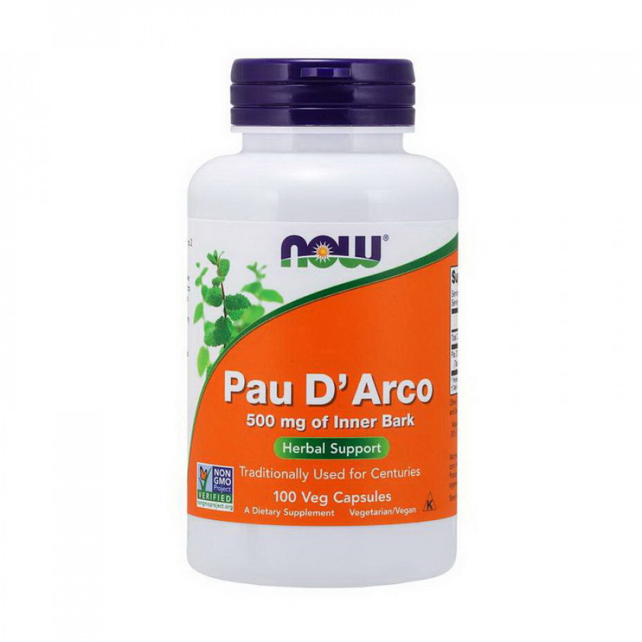 Кора муравьиного дерева "Pau D'Arco 500 mg of Inner Bark" Now Foods, 500 мг, 100 капсул